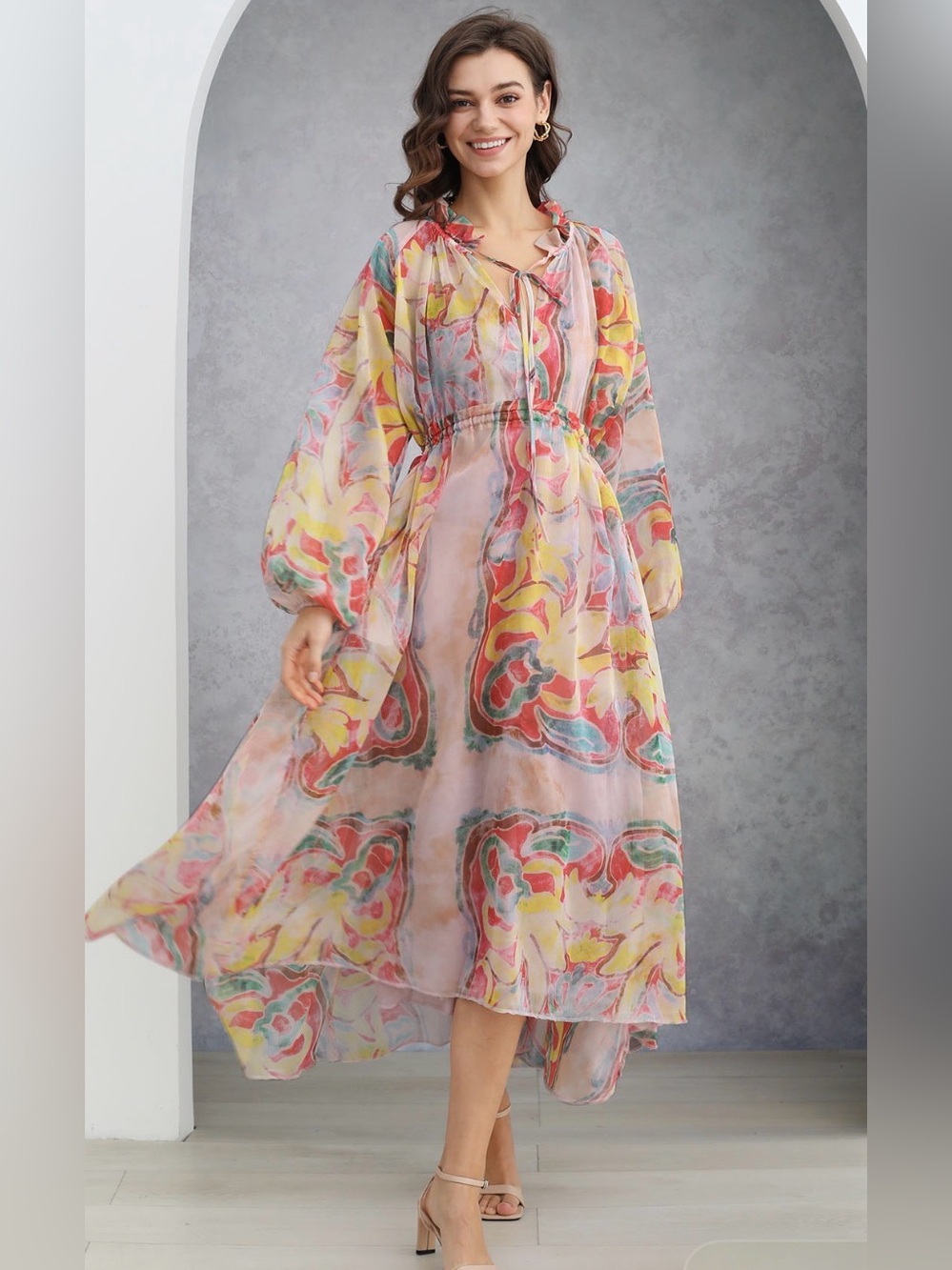 Floral Sunday Up Mesh Floral Dress